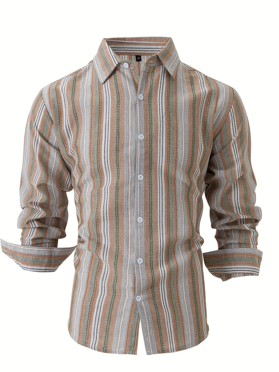 WW | Gestreiftes Baumwoll Leinen Herrenhemd für entspannte Looks