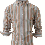 WW | Gestreiftes Baumwoll Leinen Herrenhemd für entspannte Looks