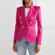 Damen Blazer im doppelten Knopfdesign mit goldenen Akzenten WW