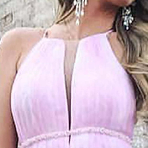 Damen Maxikleid mit tiefem V-Ausschnitt und schwingendem Tüllrock WW