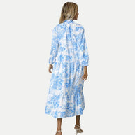 WW | Toile-Druck Midi-Kleid mit hohem Kragen