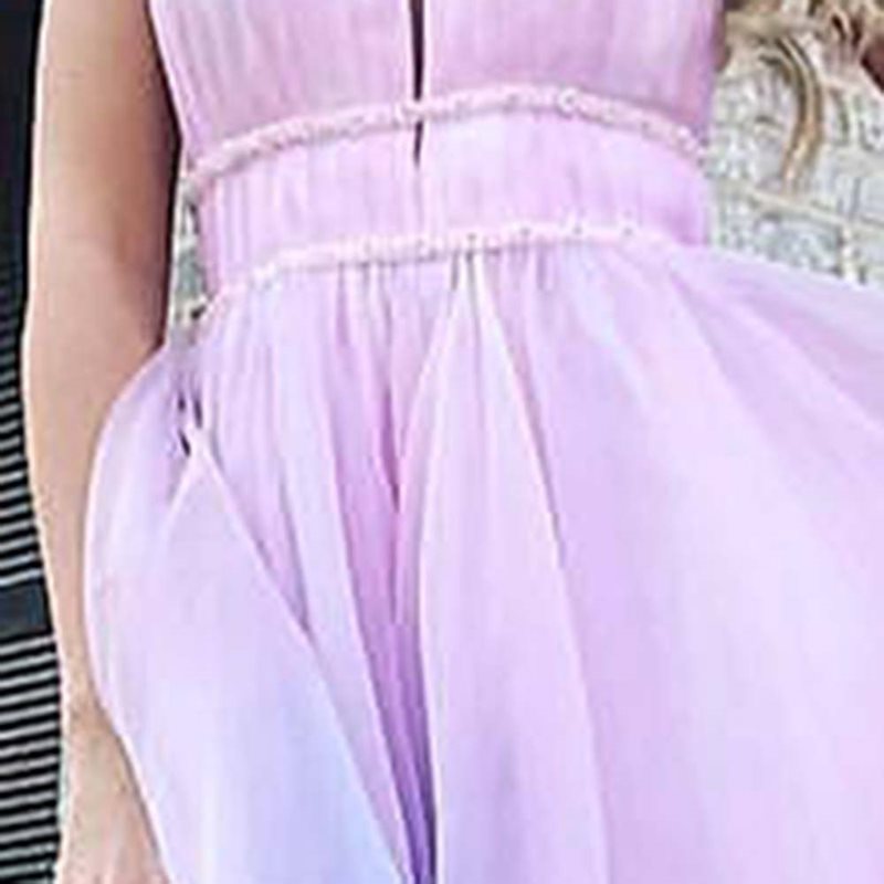 Damen Maxikleid mit tiefem V-Ausschnitt und schwingendem Tüllrock WW