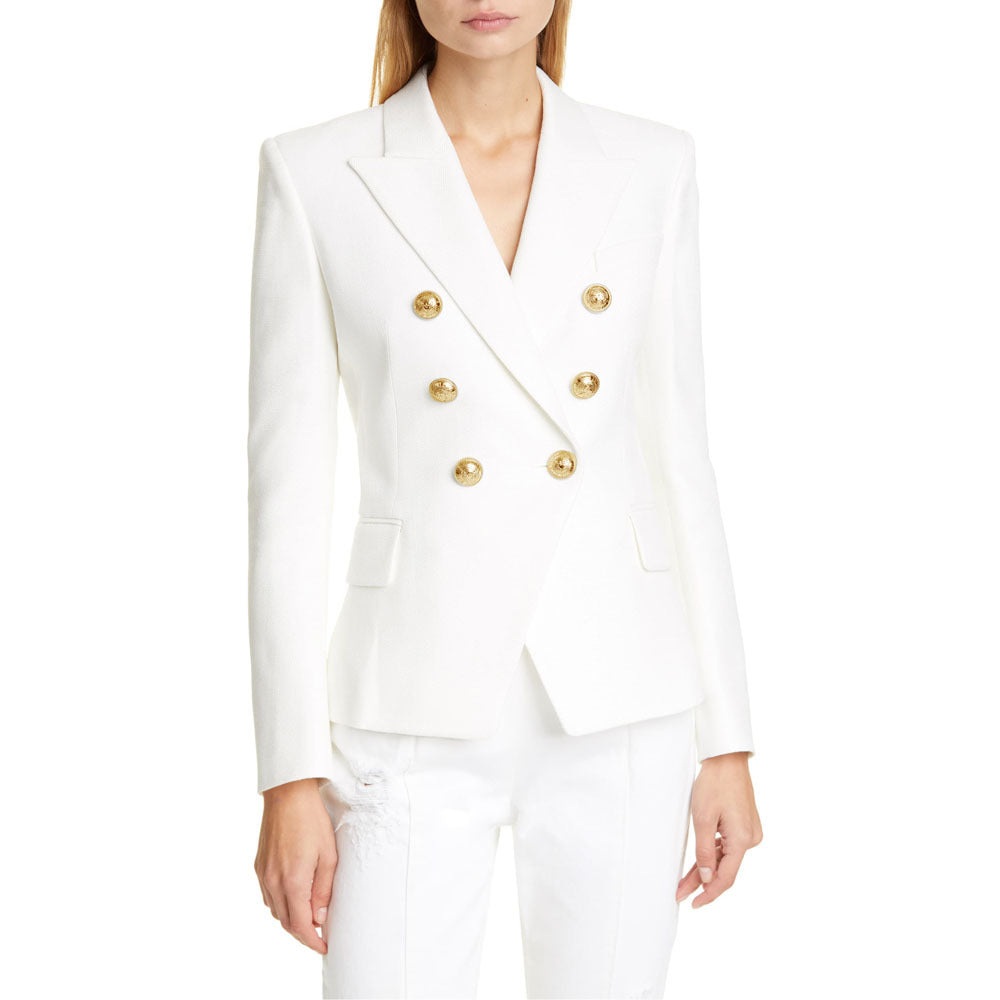 Damen Blazer im doppelten Knopfdesign mit goldenen Akzenten WW