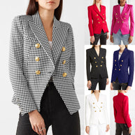 Damen Blazer im doppelten Knopfdesign mit goldenen Akzenten WW