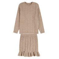 Damen Strickjacke mit dekorativem Zopfmuster und Knopfdetails WW