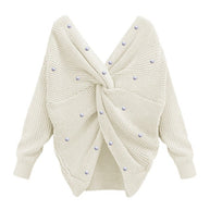 Damen Strickpullover mit Twist-Detail und Perlenbesatz WW