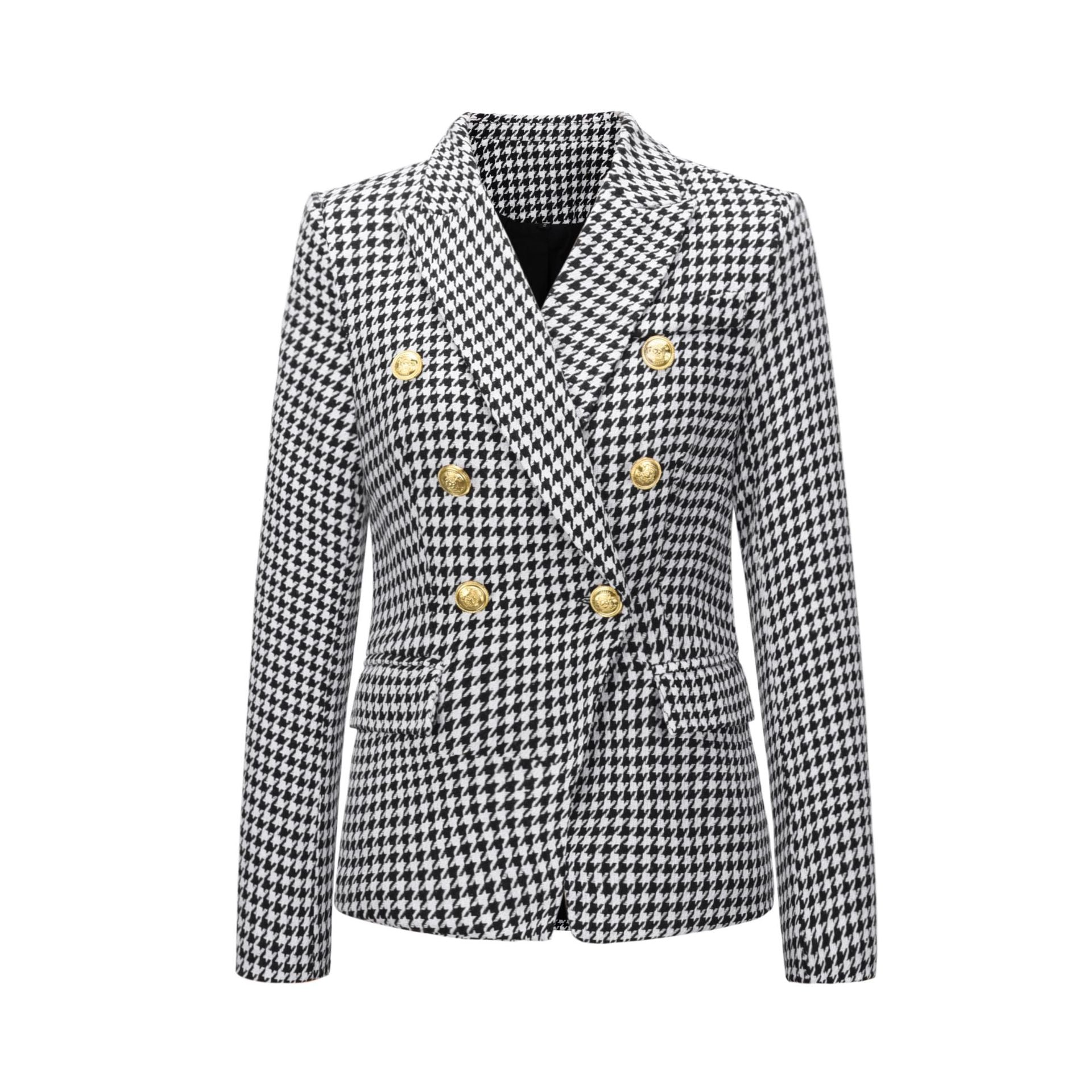 Damen Blazer im doppelten Knopfdesign mit goldenen Akzenten WW