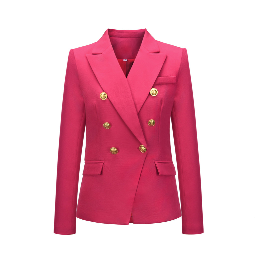Damen Blazer im doppelten Knopfdesign mit goldenen Akzenten WW