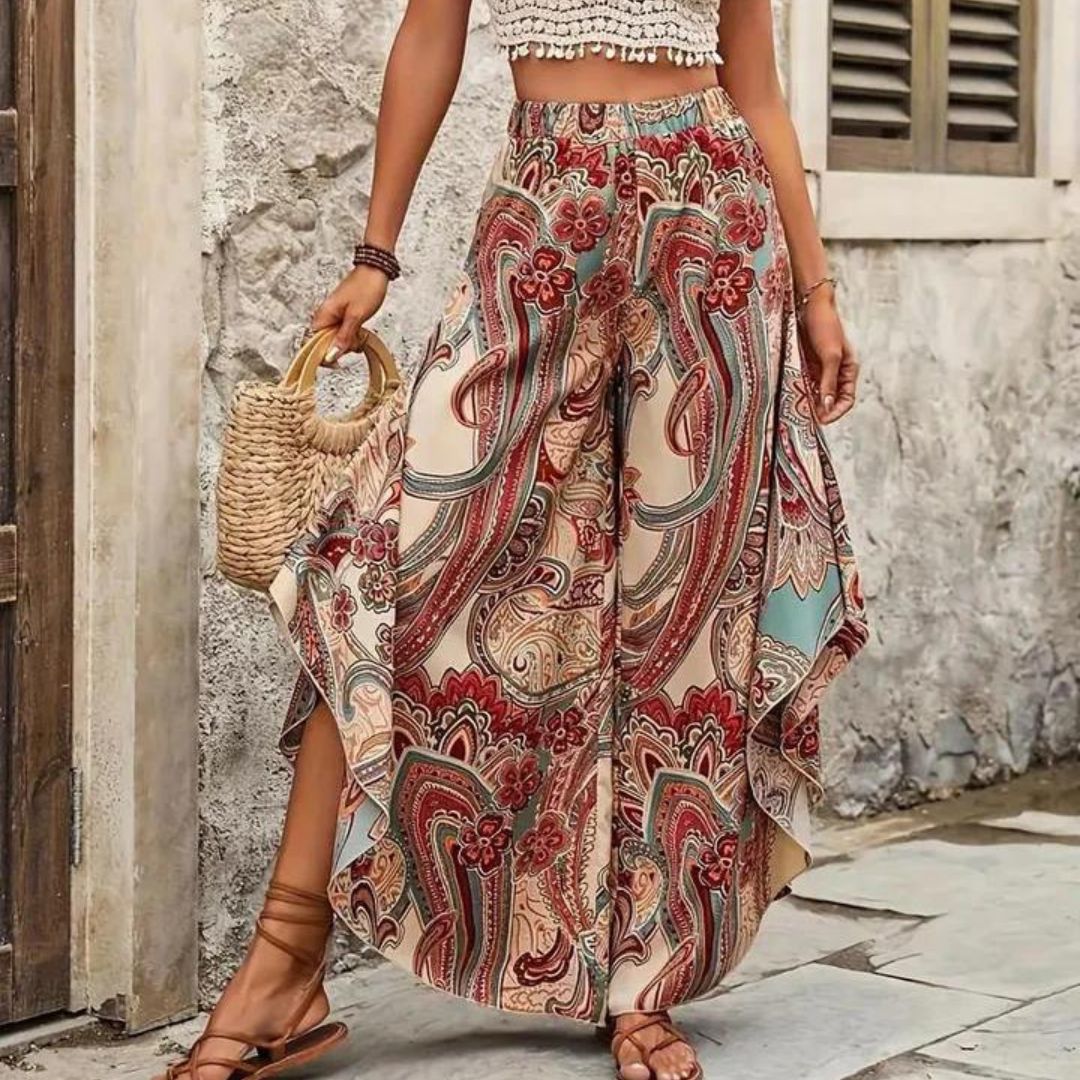 WW | Boho Paisley-Hose mit weitem Bein