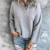 WW Solid Color Übergrößen V-Ausschnitt Pullover