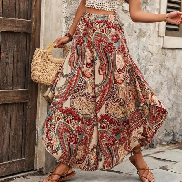 WW | Boho Paisley-Hose mit weitem Bein