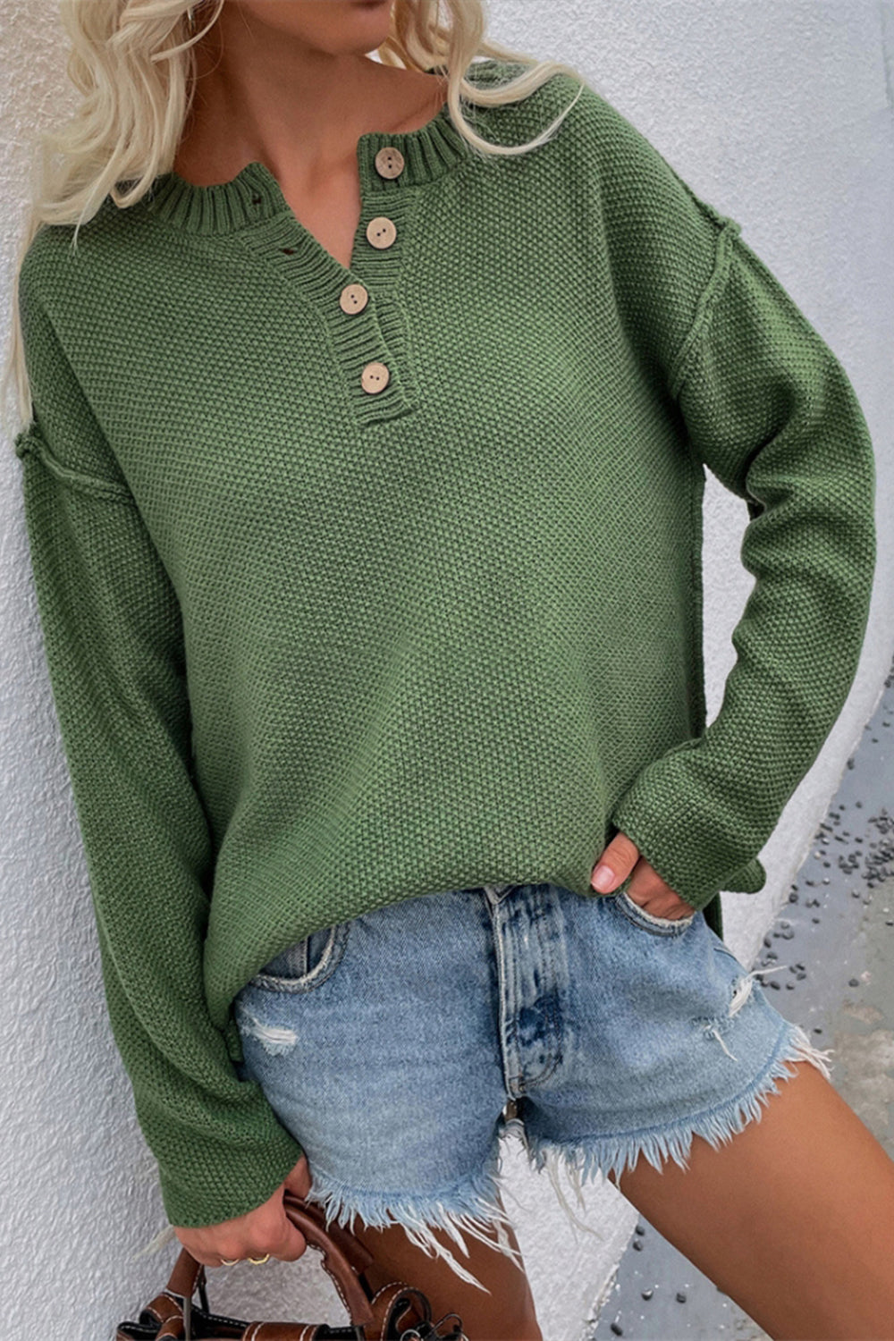 WW Solid Color Übergrößen V-Ausschnitt Pullover