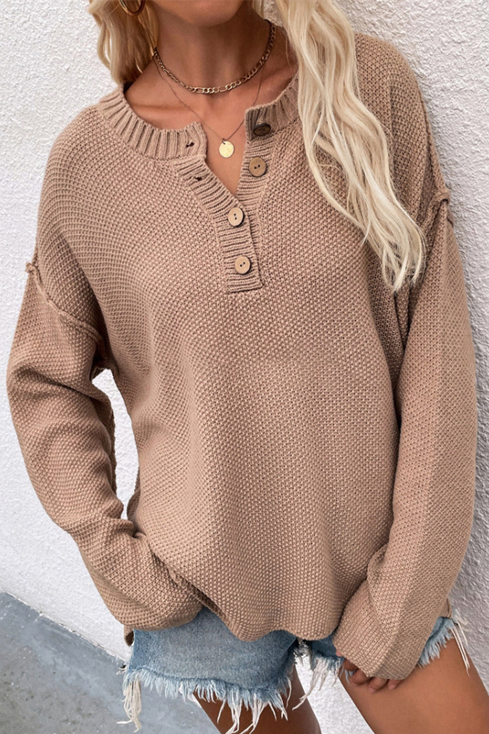WW Solid Color Übergrößen V-Ausschnitt Pullover