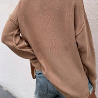 WW Solid Color Übergrößen V-Ausschnitt Pullover