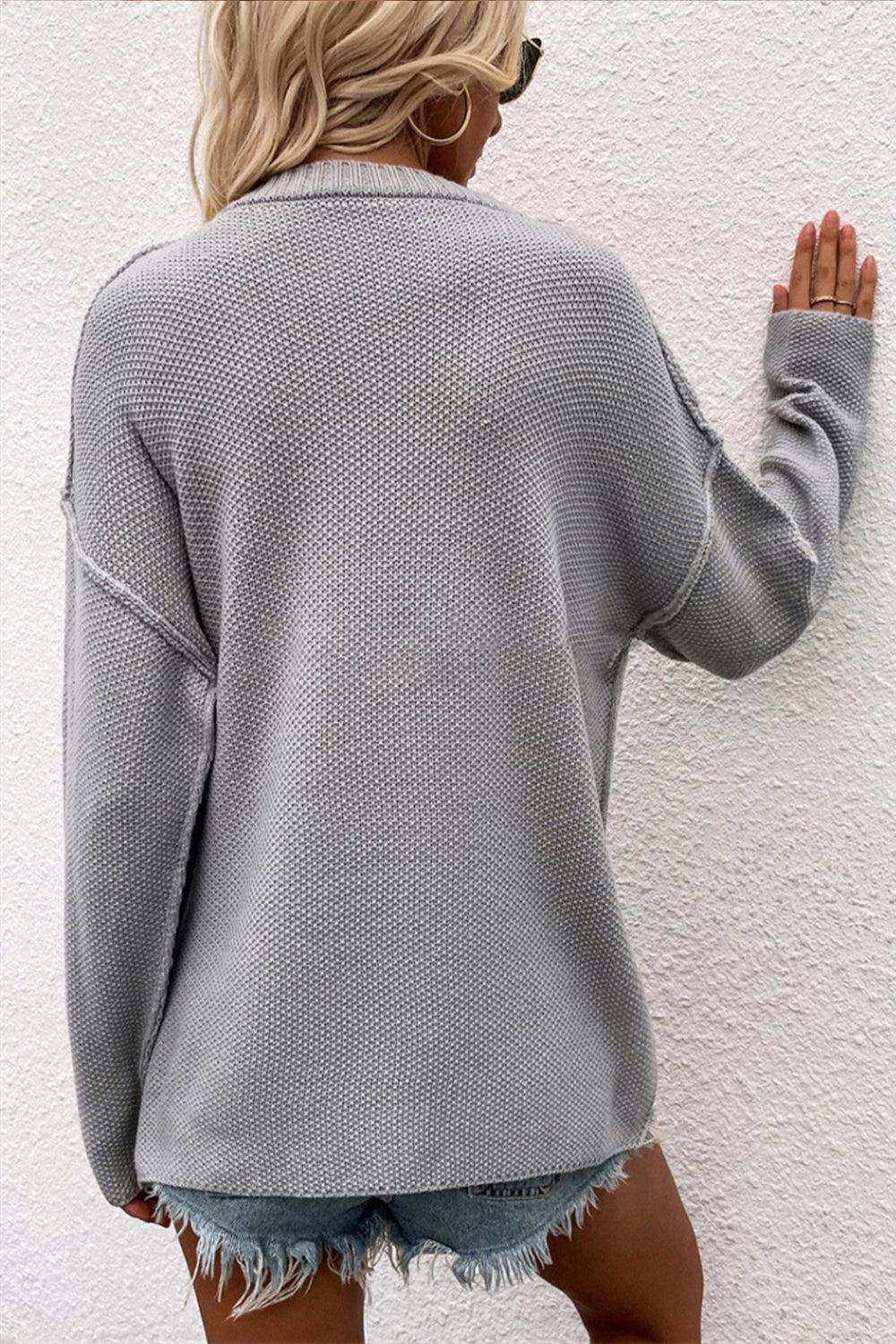 WW Solid Color Übergrößen V-Ausschnitt Pullover