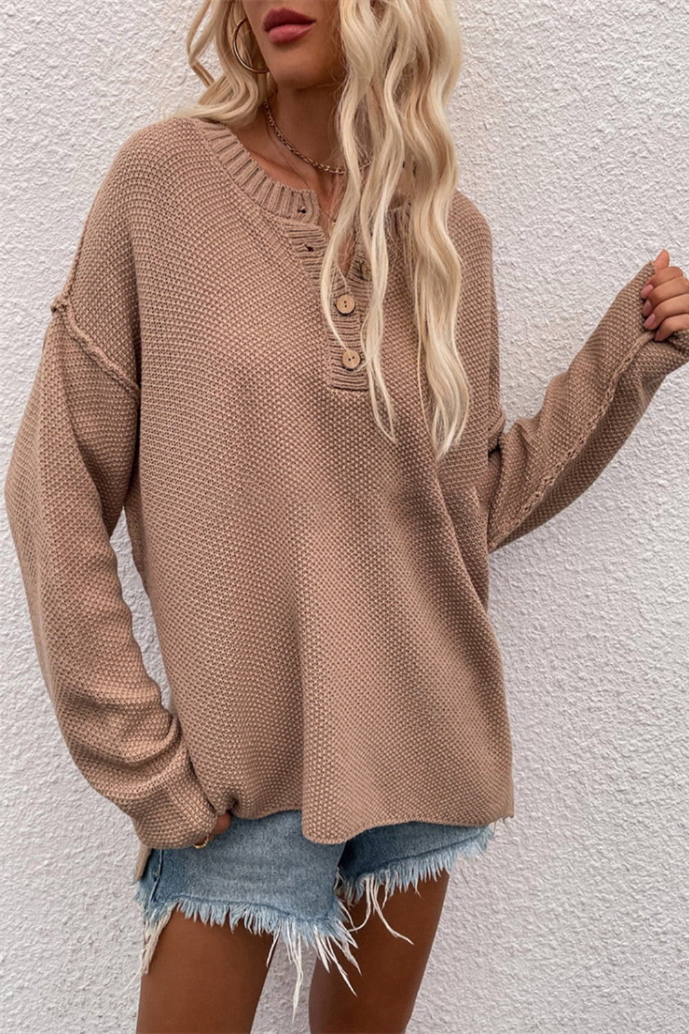 W&W Mode Solid Color Übergrößen V-Ausschnitt Pullover