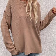 WW Solid Color Übergrößen V-Ausschnitt Pullover