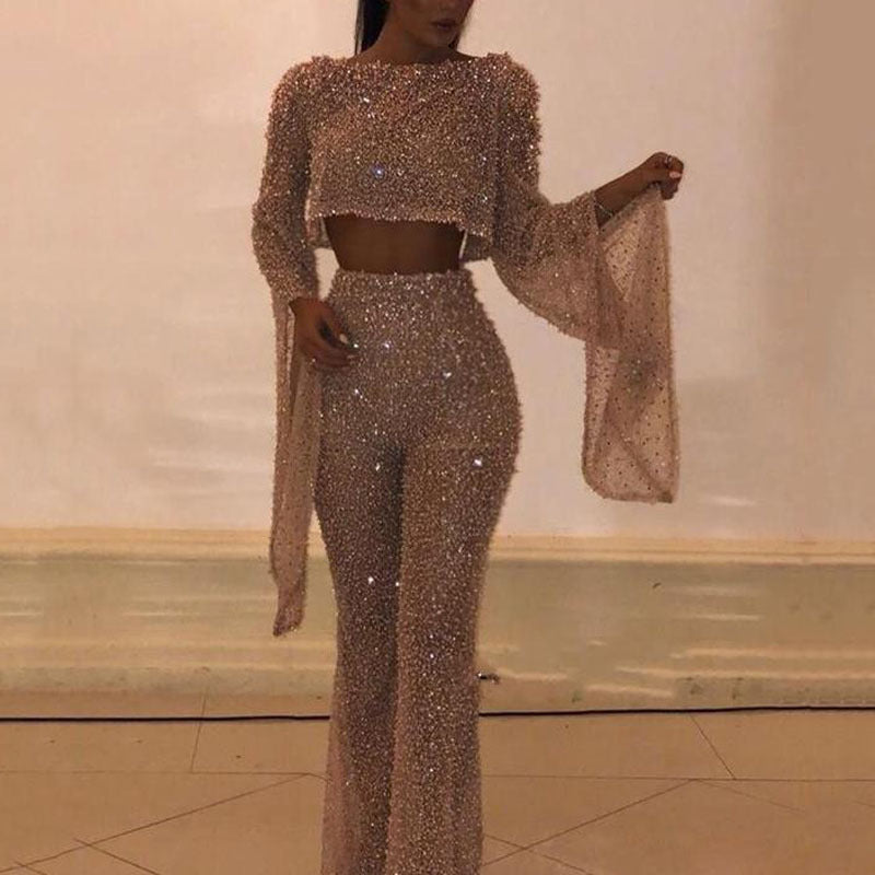 WW | Sexy Langarm Rückenfreier Jumpsuit & Taillenausschnitt Hose