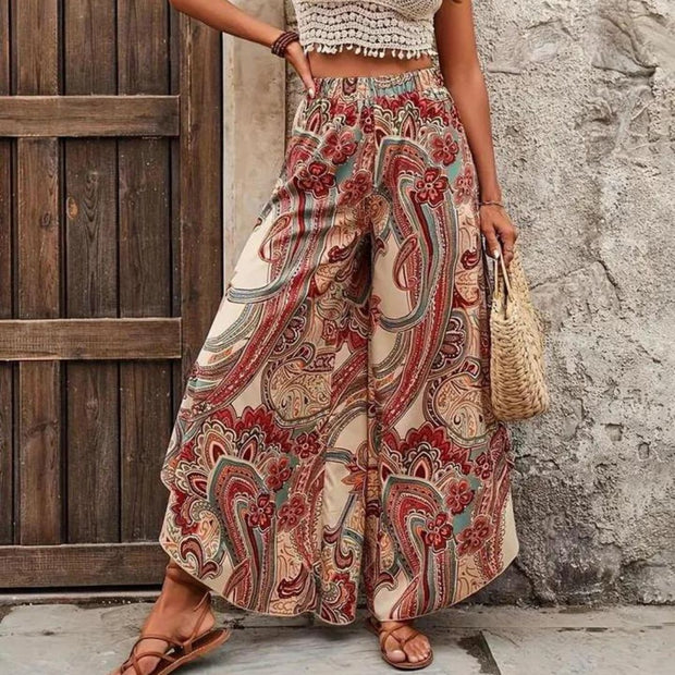 WW | Boho Paisley-Hose mit weitem Bein