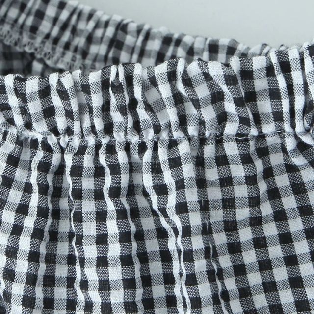 WW | Gestuftes Gingham-Midirock mit Rüschendetail