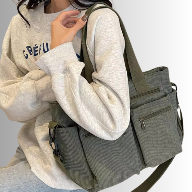 WW | Cord Schultertasche Mit Mehreren Taschen Für Damen