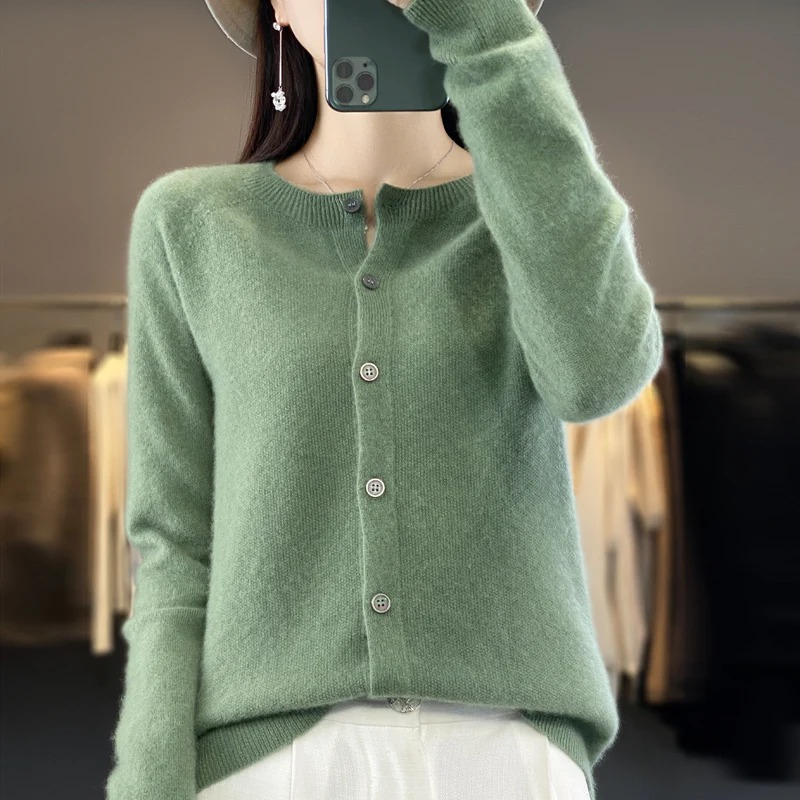 WW | Wolljacke Damen Strickjacke mit Knopfleiste, Weiches Material