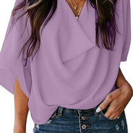 WW | Rosiedress Cowl Neck Kurzarm Drapiert Chiffon Shirt