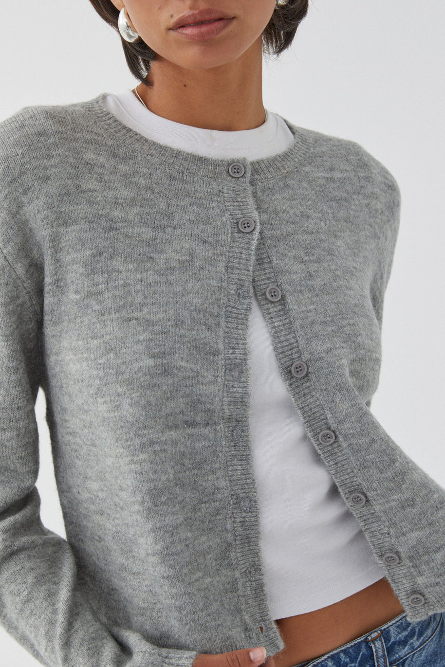 WW | Bunter Unifarbener Damen-Cardigan