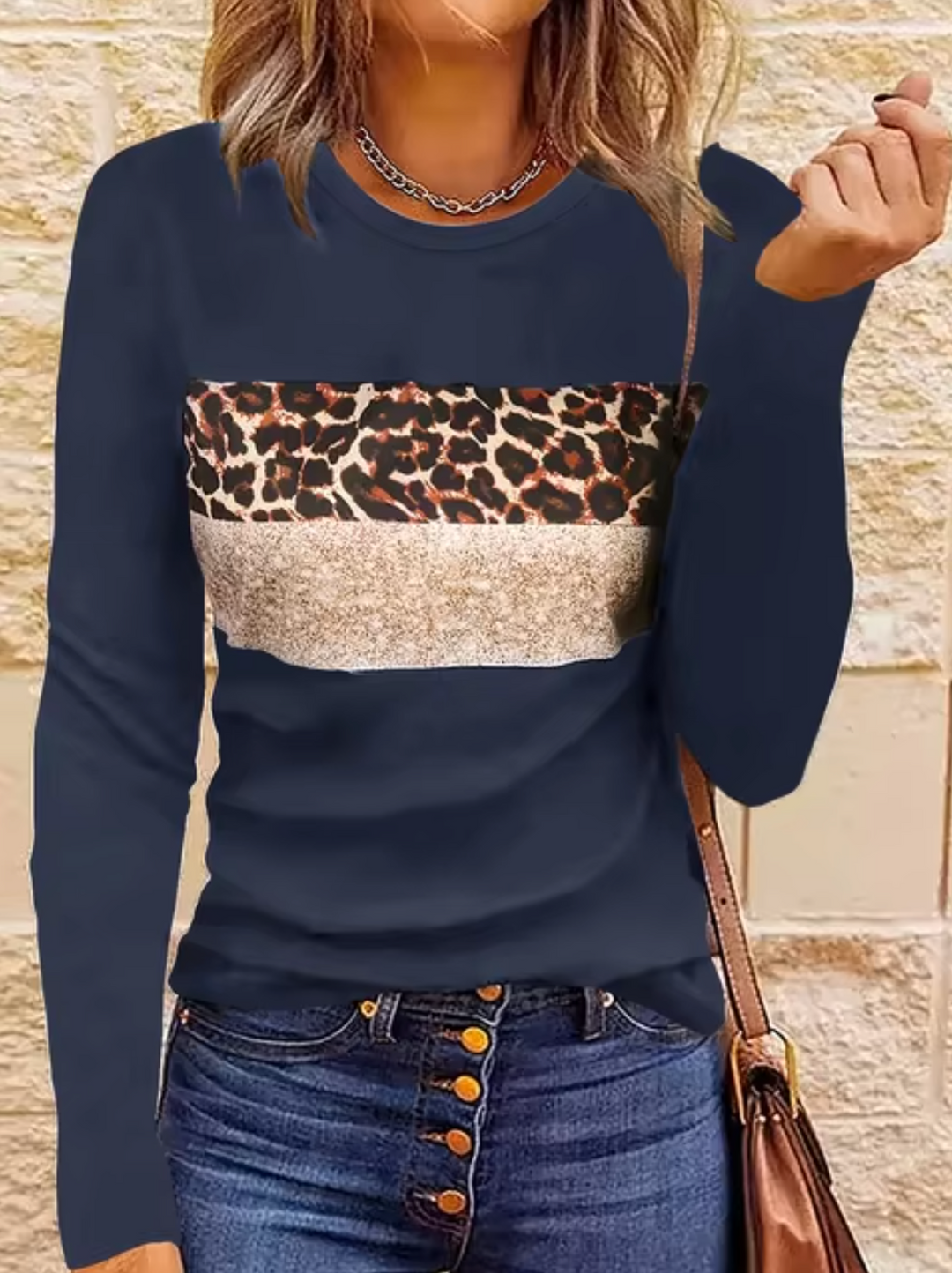 W&W Mode | Langarm-T-Shirt mit Leopardenmuster