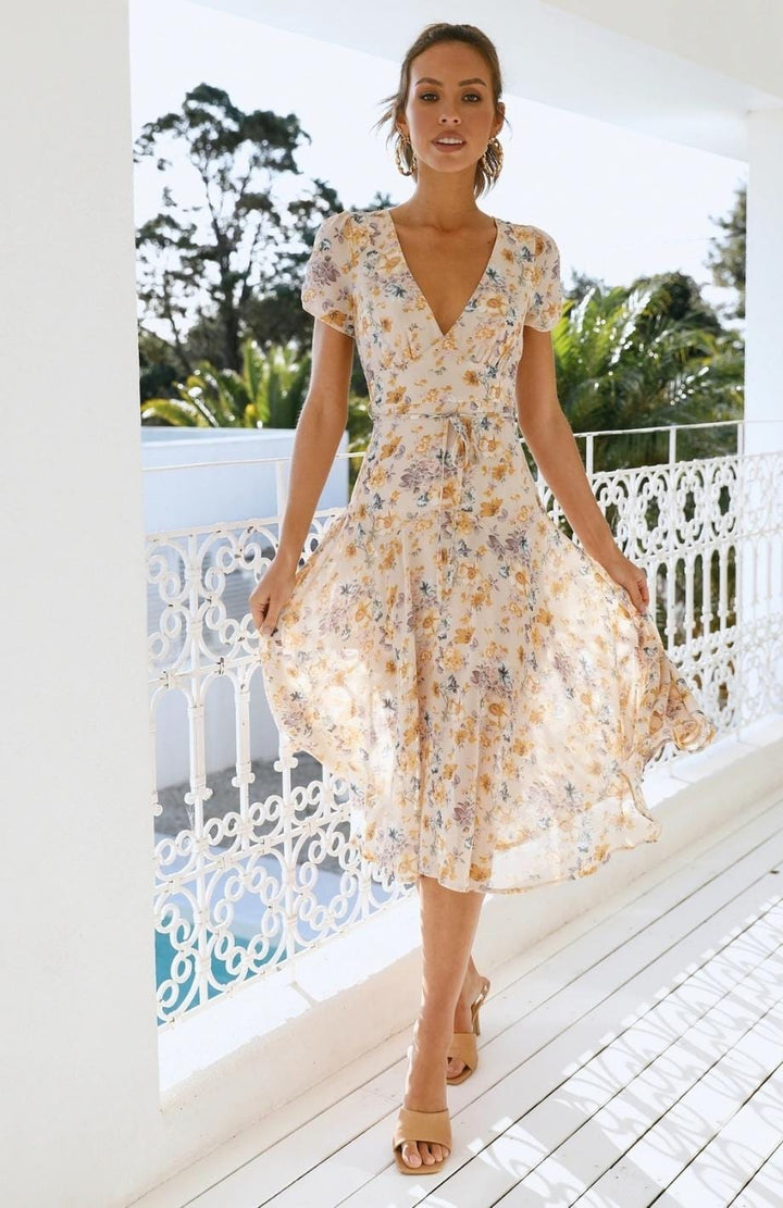 W&W Mode | Kleid in Midi Länge, Ideal Für Frühling Und Den Täglichen Gebrauch