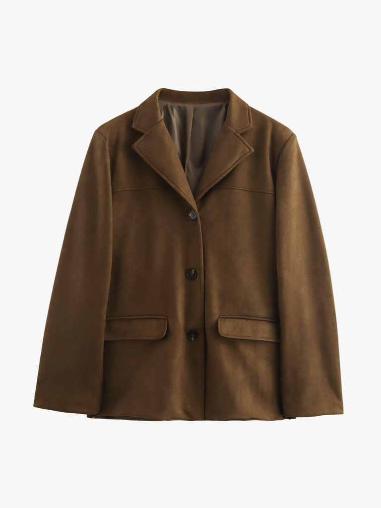 WW | Wildlederimitat Blazer in Braun mit klassischem Revers