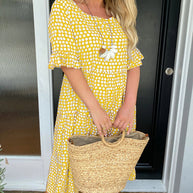 Midikleid mit Rundhalsausschnitt und Polka-Dot-Print