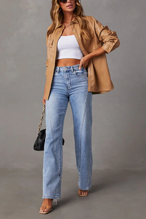 W&W Mode | Rosiedress Zeitlose Zerlegte Gerade Bein Splice Jeans