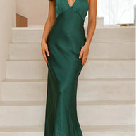 WW | Rosiedress V-Ausschnitt Ärmelloses Maxikleid Party Kleid