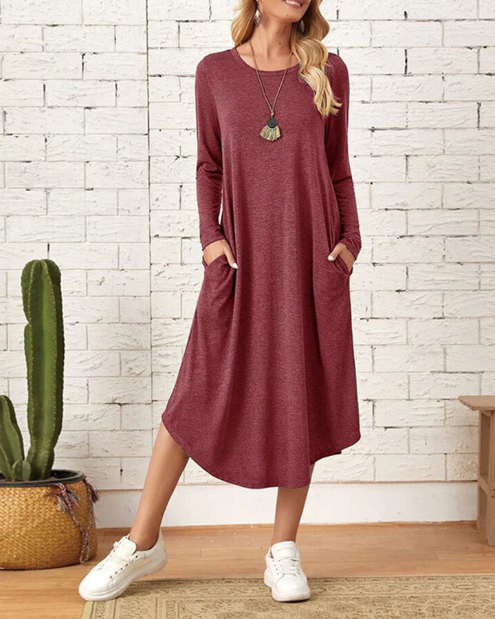 W&W Mode - Langärmeliges lockeres Kleid