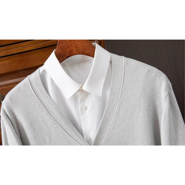 WW | Herren Strickjacke Mit Knöpfen, Leichter Stoff, Klassischer V-ausschnitt