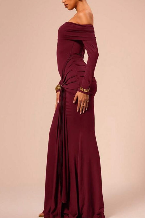 WW | Rosiedress Off Shoulder Knoten Front Bodycon Maxi Party Kleid