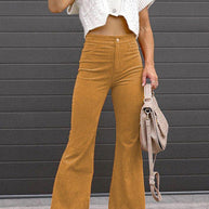 WW | Rosiedress Ein-Knopf-Baumwollcord-Flare-Hose mit Taschen
