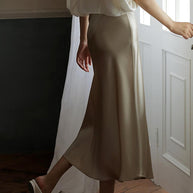 WW | Rosiedress Hohe Taille Bequemer Satin Midi Rock