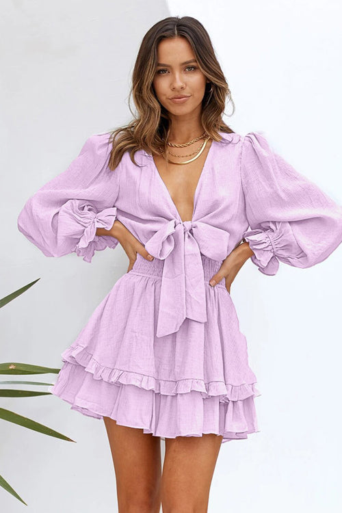 WW | Drücke Dich aus Rüschenschleifen Mini Kleid