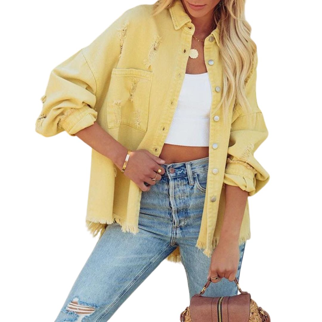 W&W Mode | Casual Oversized Denimjacke mit Used-Look