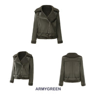 WW | Winterjacke aus Kunstwildleder mit Fell und Gürtel