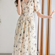 WW | Temperament Kurzarm Chiffonkleid