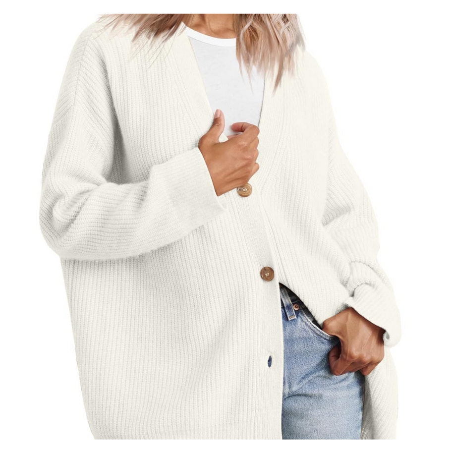 WW | Schicke Übergroße Strickjacke Mit Knöpfen Für Damen