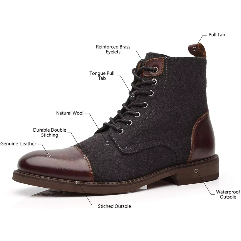 WW | Stylische Herrenschuhe Stiefel Mit Leder Und Stoffeinsatz