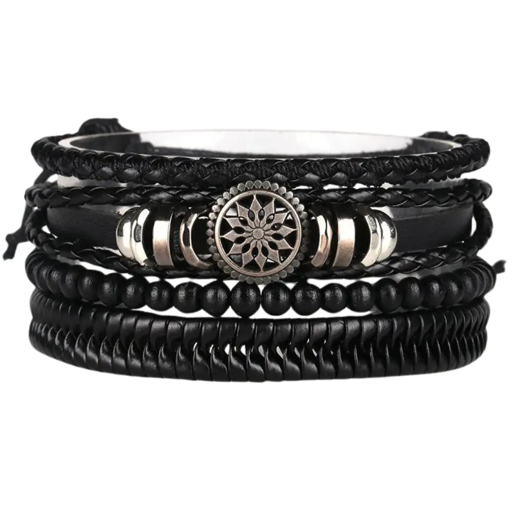 WW | Geflochtene Leder Wickelarmband Für Herren