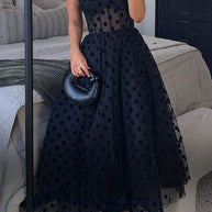 WW | Rosiekleid V-Ausschnitt Polka Dot Mesh A-Linie Midi Cami Kleid