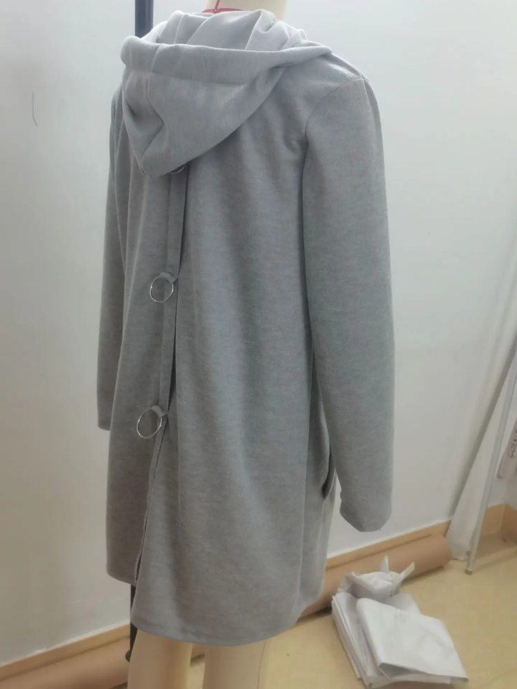 WW | Lange Strickjacken Für Damen Eleganter Strickjacke Mit Kapuze Und Knöpfen