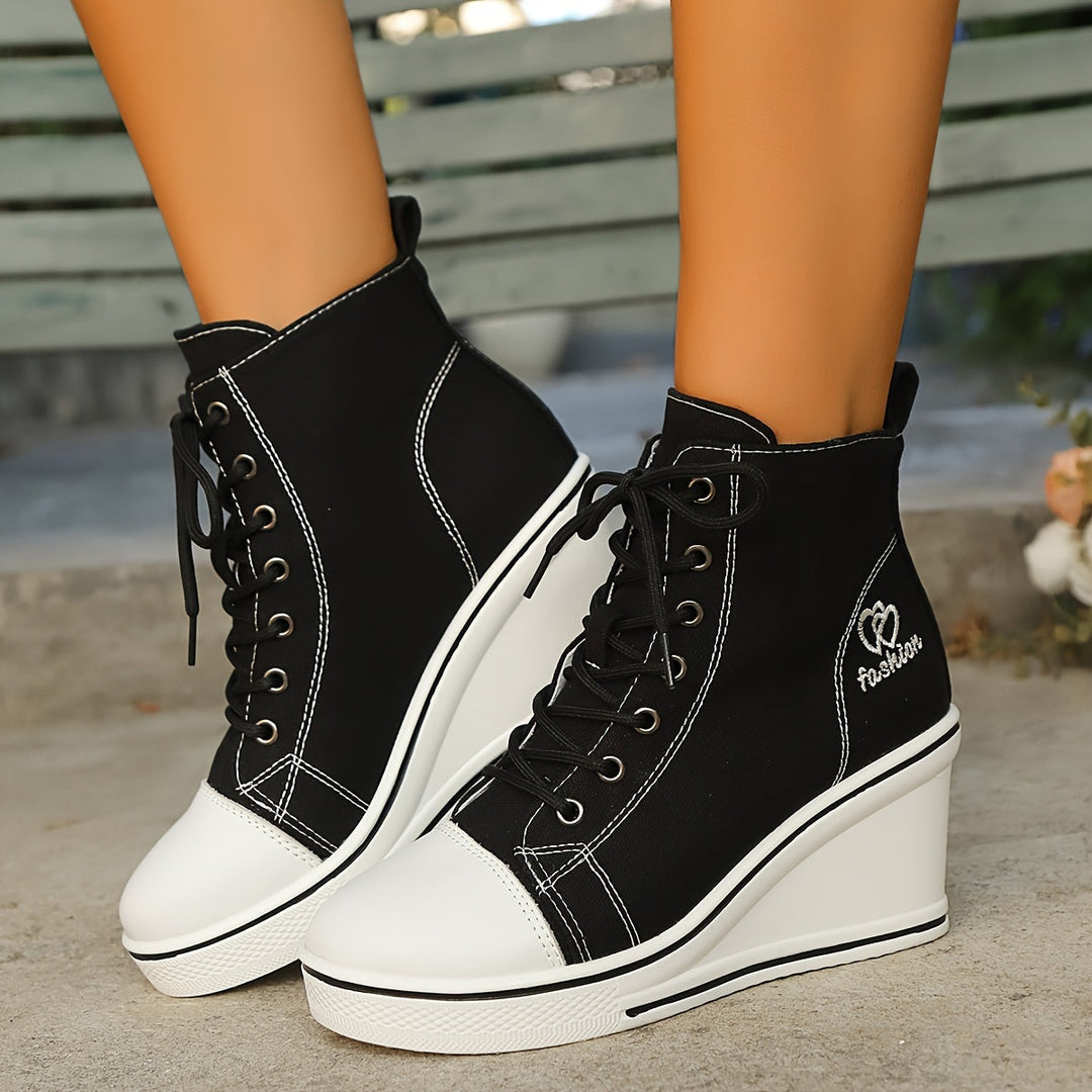 W&W Mode | Einfache Canvas Stiefeletten Mit Liebesmotiv