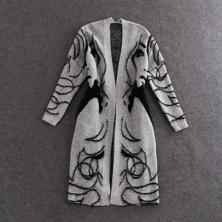 Damen Strickmantel mit elegantem Muster und lässigem Schnitt W&W Mode